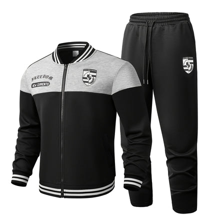 UNICORN Collar Sport Casual Knitted Contrast Stripe Sweatshirt + Pants s m l xl xxl
