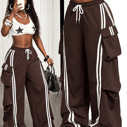 UNICORN Cargo Wide Leg Pants with Drawstring Waist, Loose Straight Street Style s m l xl xxl