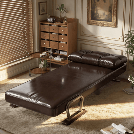 UNICORN 1-Seater Sofa Bed with Foam & Removable Cushion Cover - Modern Convertible Sleeper Suitable for Small Spaces Assembly Space-Saving Bed for Living Room Office Dorm - Faux Leather