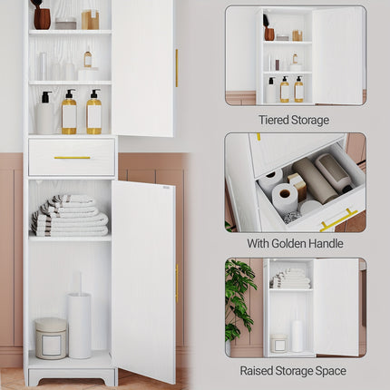 UNICORN Storage Cabinet with 1 Drawer & 2 Doors, Adjustable Shelf White