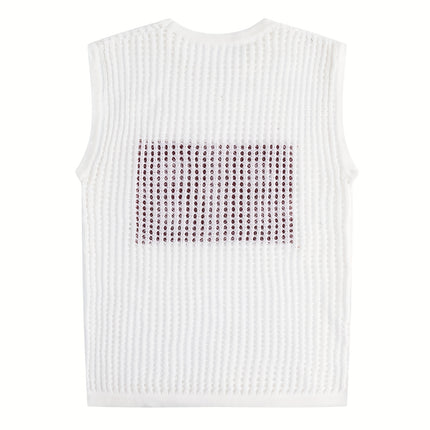 UNICORN Men'S Summer Hollowed-Out Knitted Vest with a Number Pattern s m l xl xxl