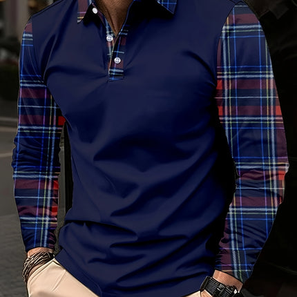 UNICORN Men'S Relaxed Fit Long-Sleeve Shirt Navy Blue, Red, And White Design s m l xl xxl