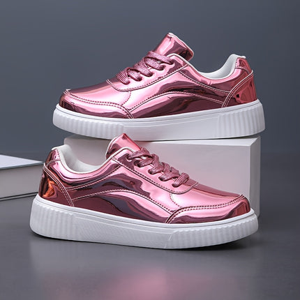 UNICORN Womens Glossy Sneakers Upper & Cushioned Sole Lightweight Solid Color