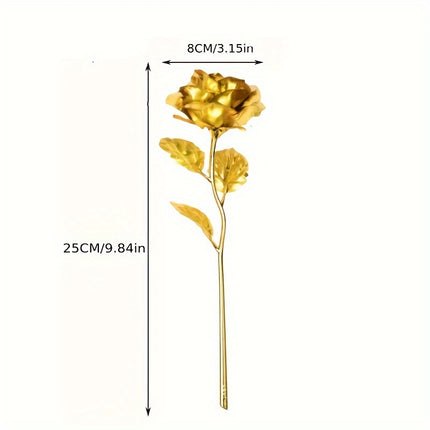 UNICORN 5pcs Realistic Artificial Roses with Shiny Golden Foil Petals & Plastic Stems