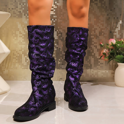 UNICORN Ladies Colorful Butterfly Series Features Stylish And Versatile High-Heeled Boots