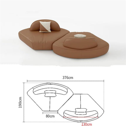 UNICORN Modern Curved Sectional Sofa Set Brown 365 * 110cm