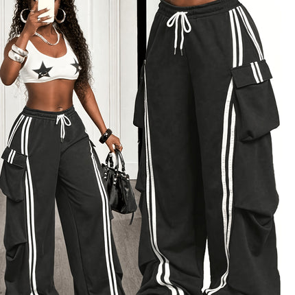 UNICORN Cargo Wide Leg Pants with Drawstring Waist, Loose Straight Street Style s m l xl xxl