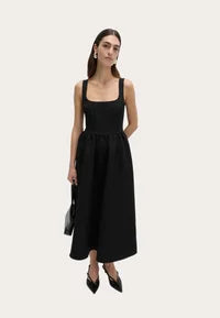 UNICORN SQUARE NECK MIDI SKATER Dress black