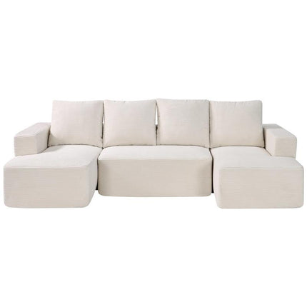 UNICORN Modular U-Shaped Corner Sofa Bed with High-Elastic Foam & High Density Beige