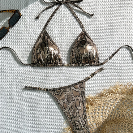 UNICORN Leopard Print Halter Neck Bikini Set, 2pcs, Ideal for Vacation xs s m l