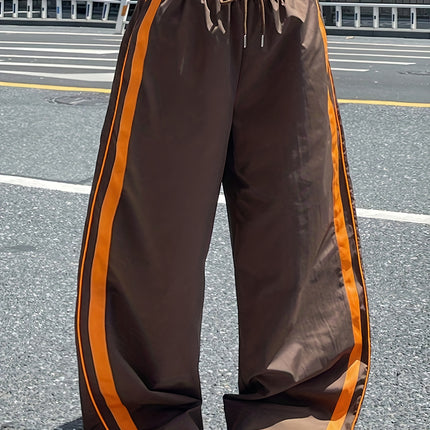 UNICORN Women's Wide-Leg Pants, Hip-Hop Side Stripe Webbing Joggers xs s m l xl