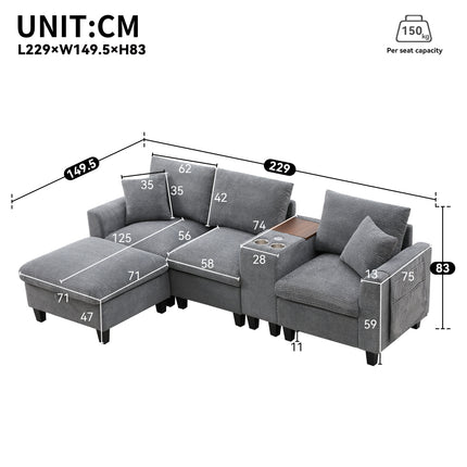 UNICORN Modern L-shaped sofa the first choice for small apartments Gray Beige