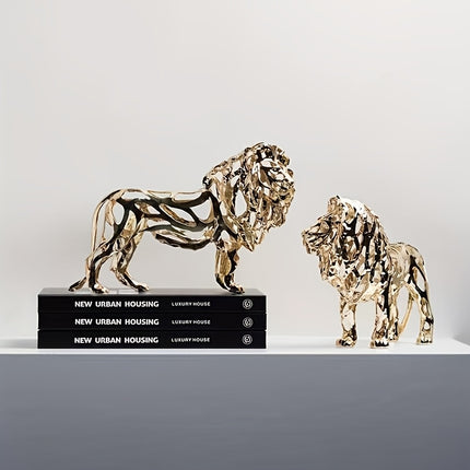 UNICORN 1pc Elegant Golden Metal Lion/Leopard/Elephant/Lion/Mount/Tiger Sculpture
