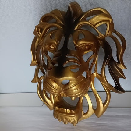 UNICORN Golden Lion Statue Elegant Wall-Mounted Resin Lion Sculpture Suitable for Home
