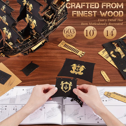 UNICORN The Seahorse Barque 3D Wooden Puzzle Ship Model Kits Craft Kits for Home