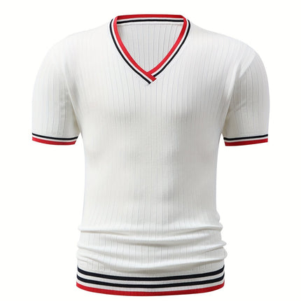 UNICORN White Men Fashion Short-Sleeve Knit Shirt with Color-Blocked s m l xl xxl