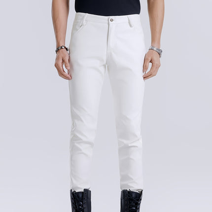 UNICORN Men's Stretch PU Leather Pants Stretchable Slim Fit Formal & Casual Pants