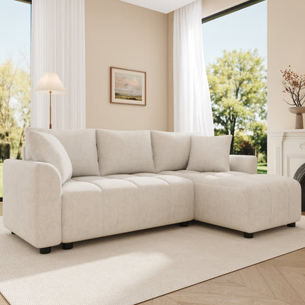 UNICORN Three-seater Fabric Sofa Convertible into L-shaped Corner Sofa Beige