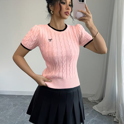 UNICORN Cat Ear Design Womens Short Sleeve Top Elegant Two-Tone Edges s m l xl