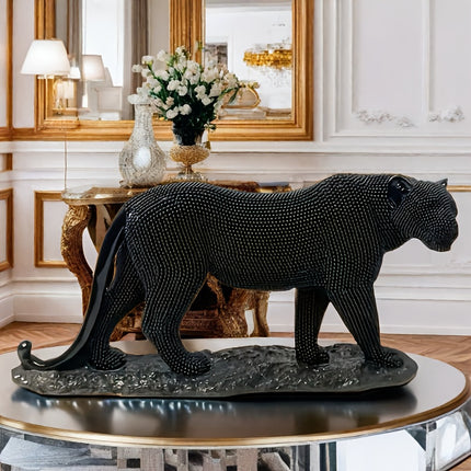 UNICORN Glam Style Resin Leopard Statue Decor for Living Room golden black silvery