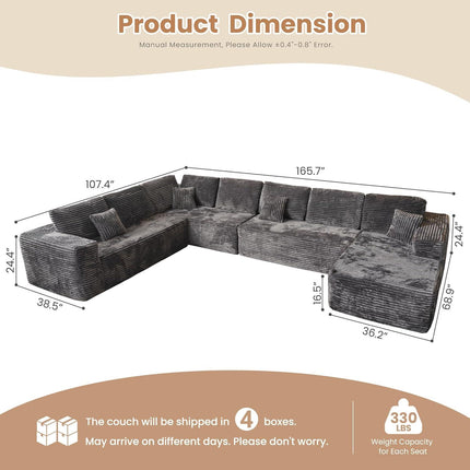 UNICORN Cloud Sectional Couches for Living Room 419.1X279.4 cm Gray
