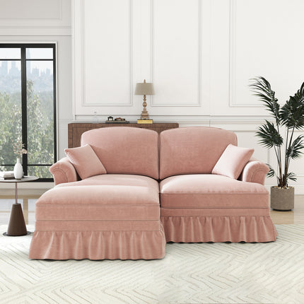 UNICORN Modular Mid-Century L-Shaped 2-Seater Chenille Sofa for Living Room Pink