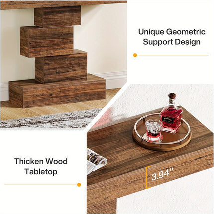 UNICORN Industrial Console Table, 108cm Narrow Wood Sofa Table Brown