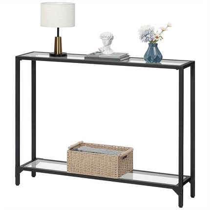 UNICORN Console Table With Shelves, 100 Cm Side Table Golden Black