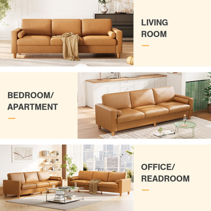 UNICORN Modern 3-Seater Sofa Couch Orange Brown