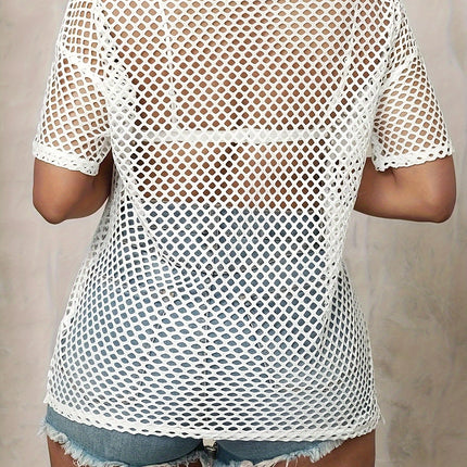 UNICORN Womens Streetwear Cut-Out T-Shirt Breathable Round Neck Top s m l xl xxl