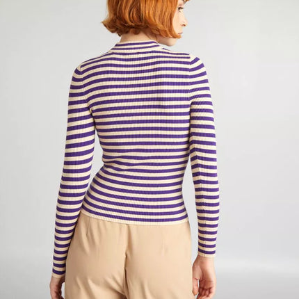 UNICORN Women's sweater striped long sleeves purple black xxs xs s m