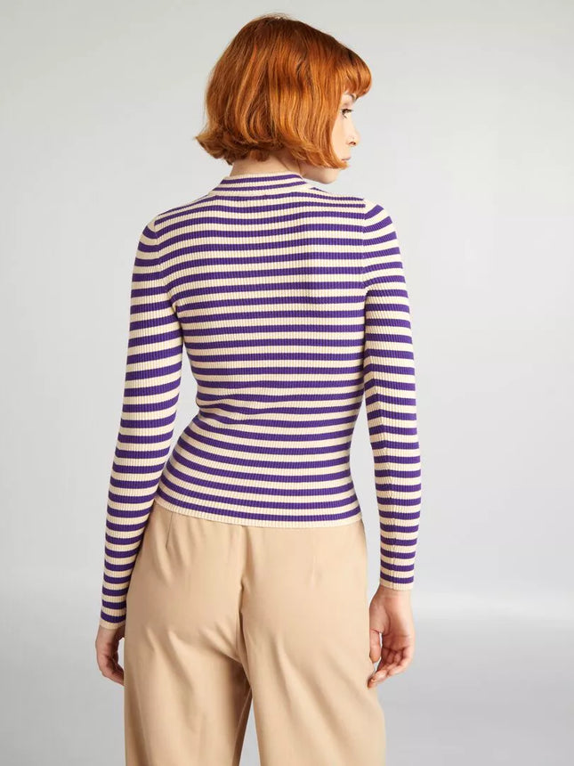UNICORN Women's sweater striped long sleeves purple black xxs xs s m