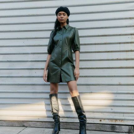 UNICORN Women's dress leather black green xs s m l xl