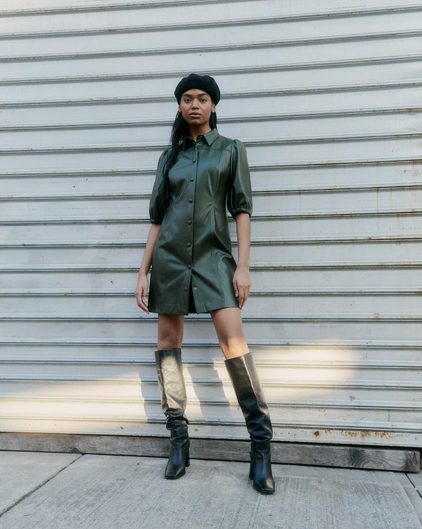 UNICORN Women's dress leather black green xs s m l xl