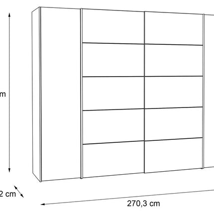 UNICORN Wardrobe country modern oak light brown dark brown Width 270.3 cm Depth 61 cm Height 210 cm