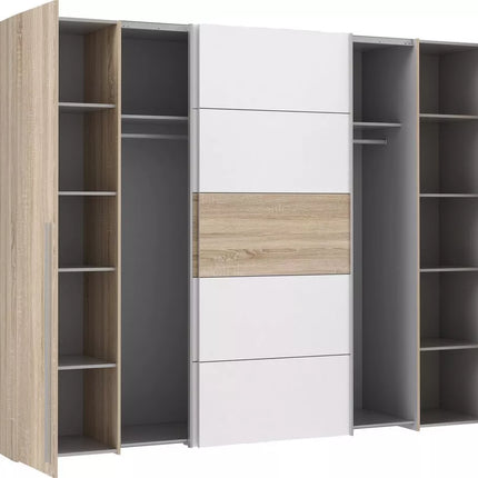 UNICORN Wardrobe country modern oak light brown dark brown Width 270.3 cm Depth 61 cm Height 210 cm