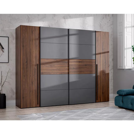 UNICORN Wardrobe country modern oak light brown dark brown Width 270.3 cm Depth 61 cm Height 210 cm