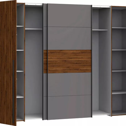 UNICORN Wardrobe country modern oak light brown dark brown Width 270.3 cm Depth 61 cm Height 210 cm