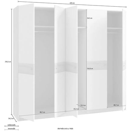 UNICORN Wardrobe modern white oak light brown Width 225 cm Depth 54.2 cm Height 210.5 cm