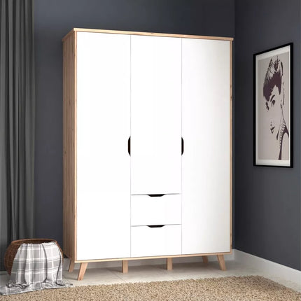 UNICORN Wardrobe modern matt white oak brown Width 139.4 cm Depth 52.7 cm Height 201.5 cm