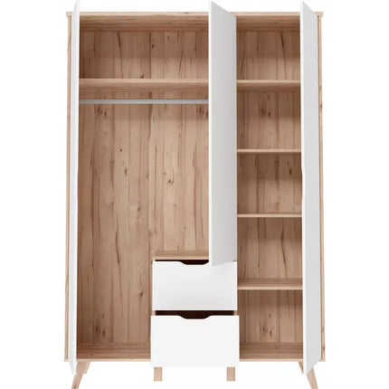 UNICORN Wardrobe modern matt white oak brown Width 139.4 cm Depth 52.7 cm Height 201.5 cm