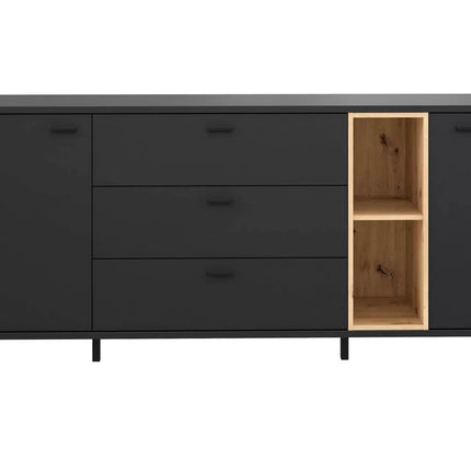 UNICORN Sideboard wall unit modern matt black with mood lighting Width 174.2 cm Depth 41.5 cm Height 84 cm
