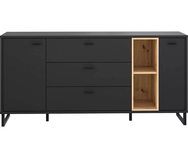 UNICORN Sideboard wall unit modern matt black with mood lighting Width 174.2 cm Depth 41.5 cm Height 84 cm