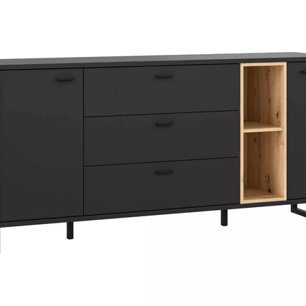 UNICORN Sideboard wall unit modern matt black with mood lighting Width 174.2 cm Depth 41.5 cm Height 84 cm