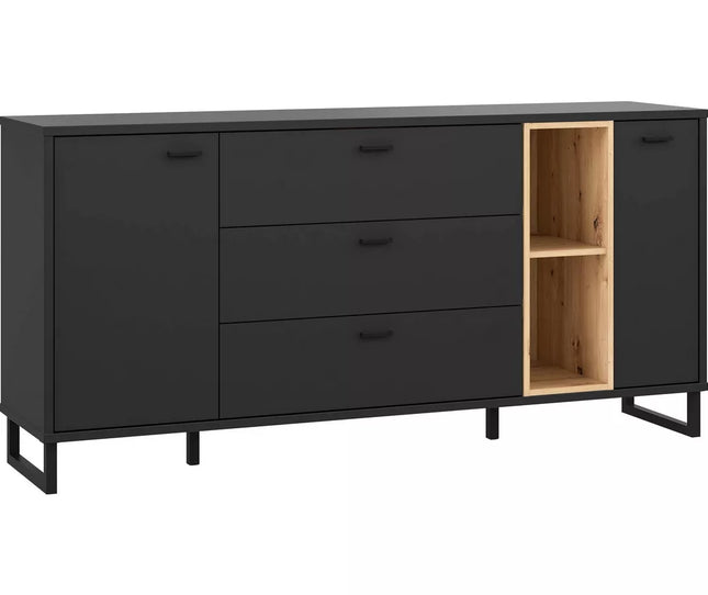 UNICORN Sideboard wall unit modern matt black with mood lighting Width 174.2 cm Depth 41.5 cm Height 84 cm
