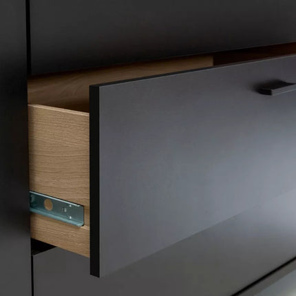 UNICORN Sideboard wall unit modern matt black with mood lighting Width 174.2 cm Depth 41.5 cm Height 84 cm