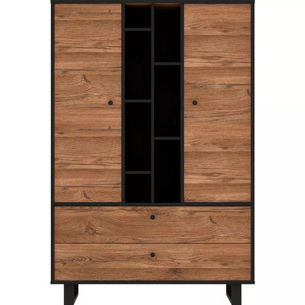 UNICORN Dresser wall unit rural modern brown black Width 104.9 cm Depth 42 cm Height 157 cm