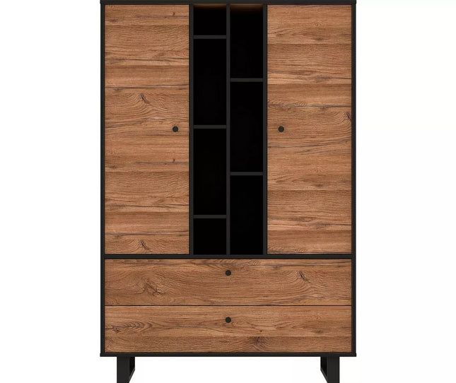 UNICORN Dresser wall unit rural modern brown black Width 104.9 cm Depth 42 cm Height 157 cm
