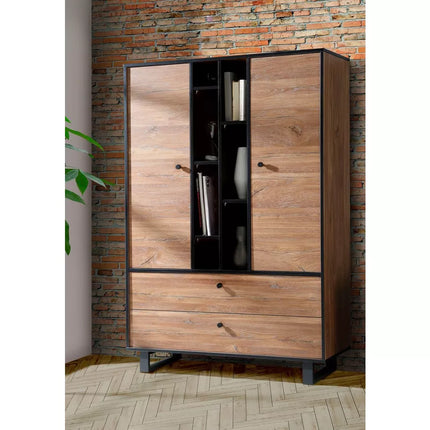UNICORN Dresser wall unit rural modern brown black Width 104.9 cm Depth 42 cm Height 157 cm