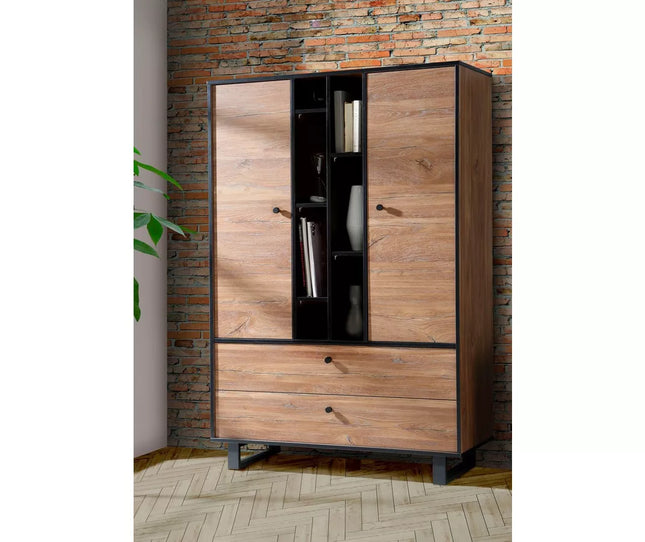 UNICORN Dresser wall unit rural modern brown black Width 104.9 cm Depth 42 cm Height 157 cm